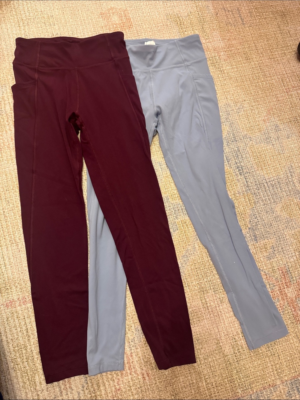 Two Quince Leggings - Burgundy and Light Gray